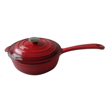 Red Enamel Cast Iron Saucepan